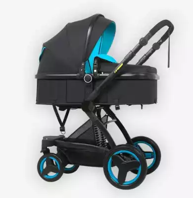 Коляска универсальная 3 в 1 Belecoo X6, черно-голубой